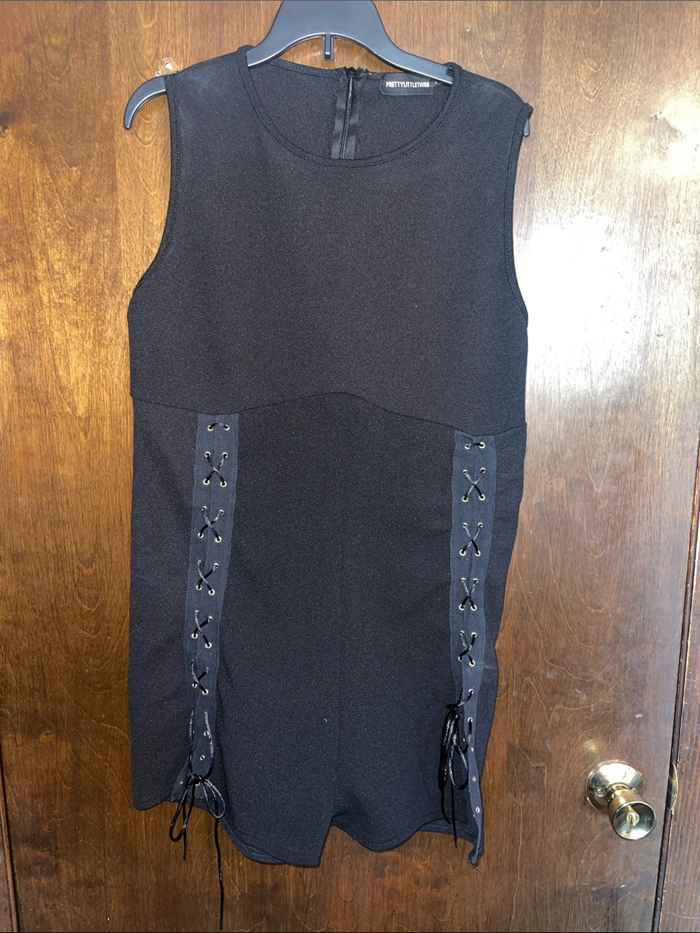 PrettyLittleThing Black Sleeveless Lace-Up Romper